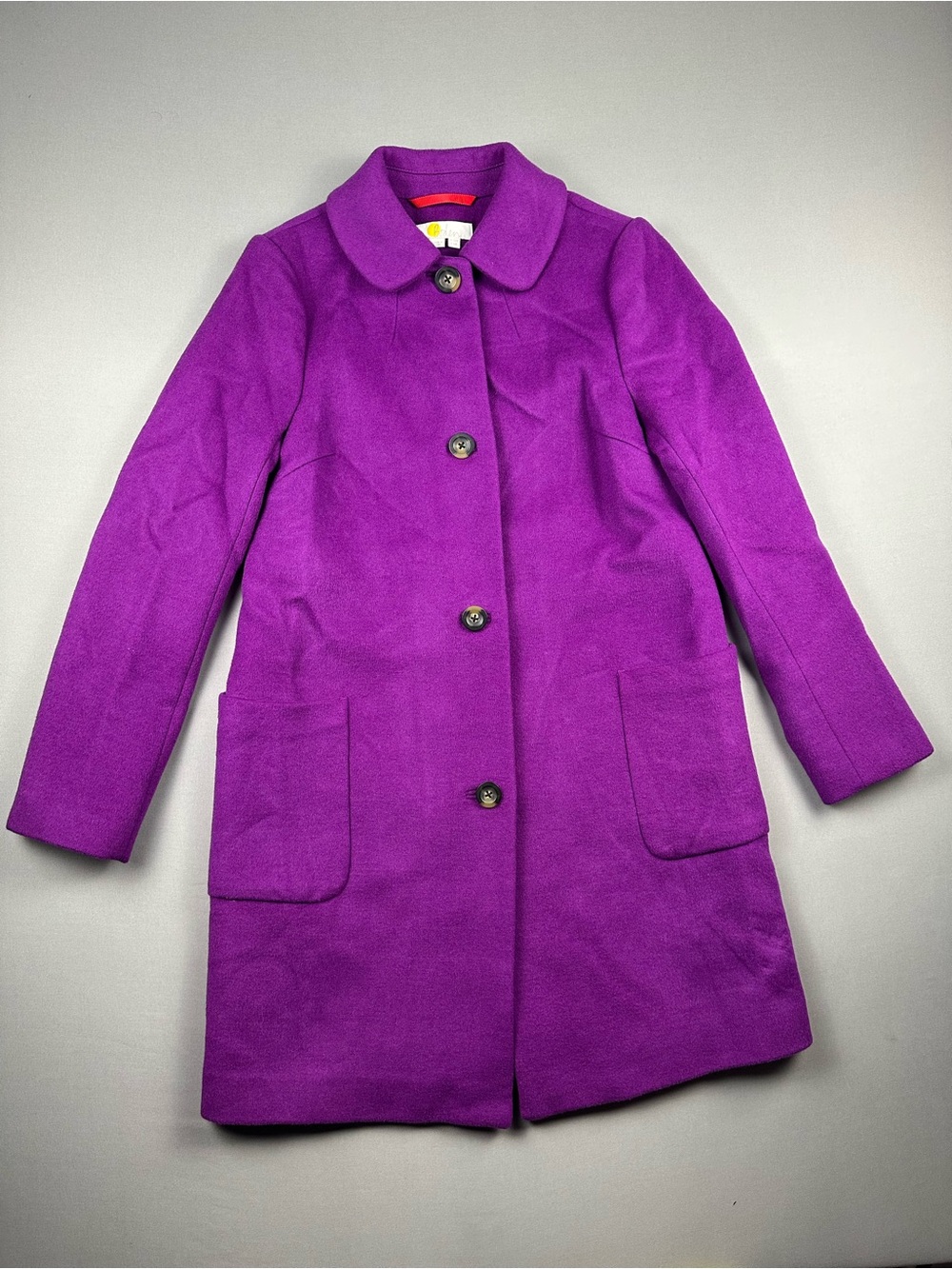 Boden Carlisle Wool-Blend Button-Front Coat, Rounded Peter-Pan Collar - Women 6R
